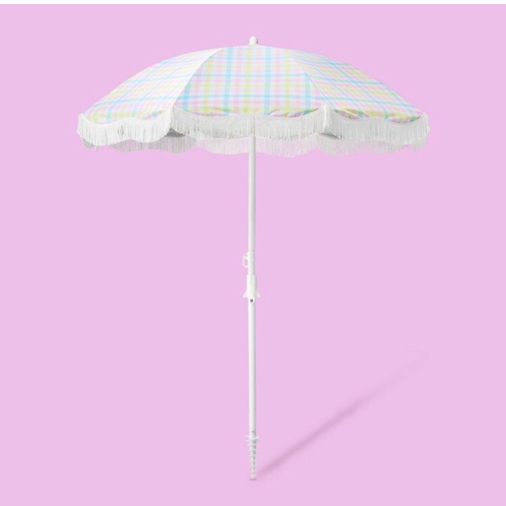 Stoney Clover Lane X Target 6'x6' Rainbow Gingham Umbrella 🏖